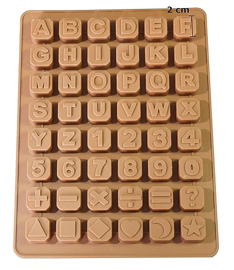 Seifenprofis 48 Buchstaben Zahlen Sonderzeichen Würfel Silikon Seifenform Backform Schokoladenform 24*18*1,5cm
