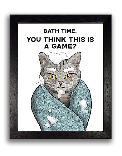 Bath Time Funny Art Print Cat Bathroom Wall Decor Shower Poster 8 X 10 Inches Amazon Co Uk Handmade