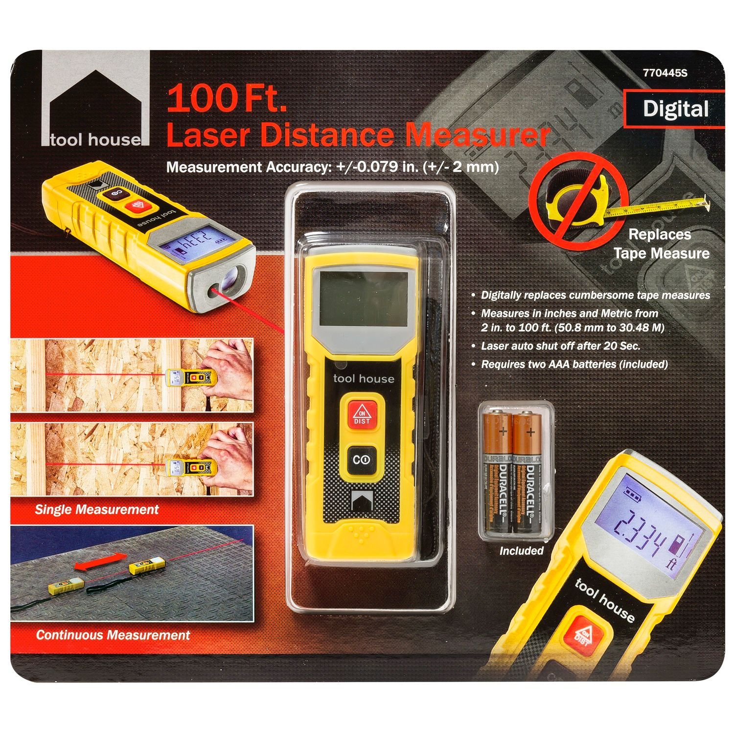 Tool House Laser 100 Ft. Digital Distance Measurer, 7704455 - - Amazon.com