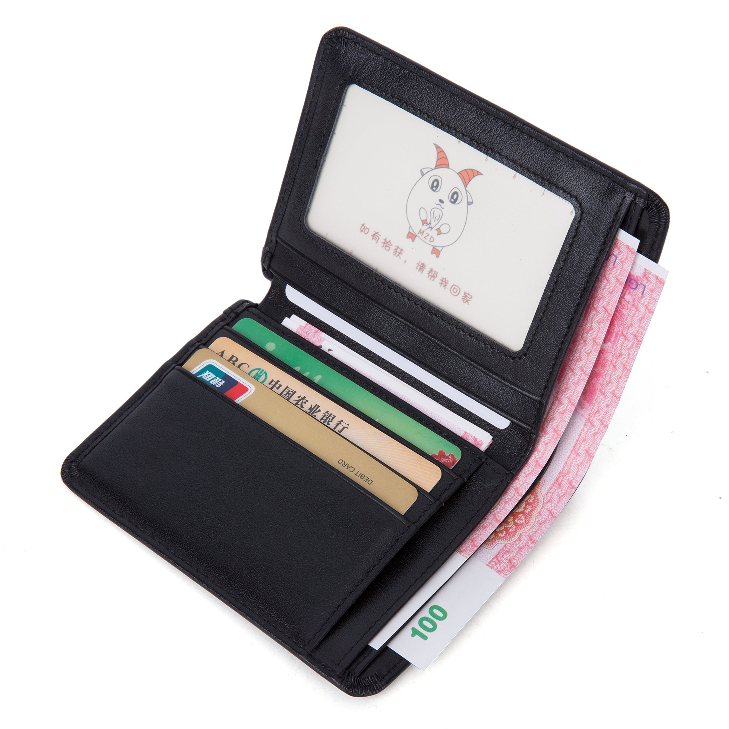 Carteras para hombre/GENOLD Clip de Dinero Cuero Cartera/Slim Billetero Para Hombre/Billetero Delgado de Cuero-Negro