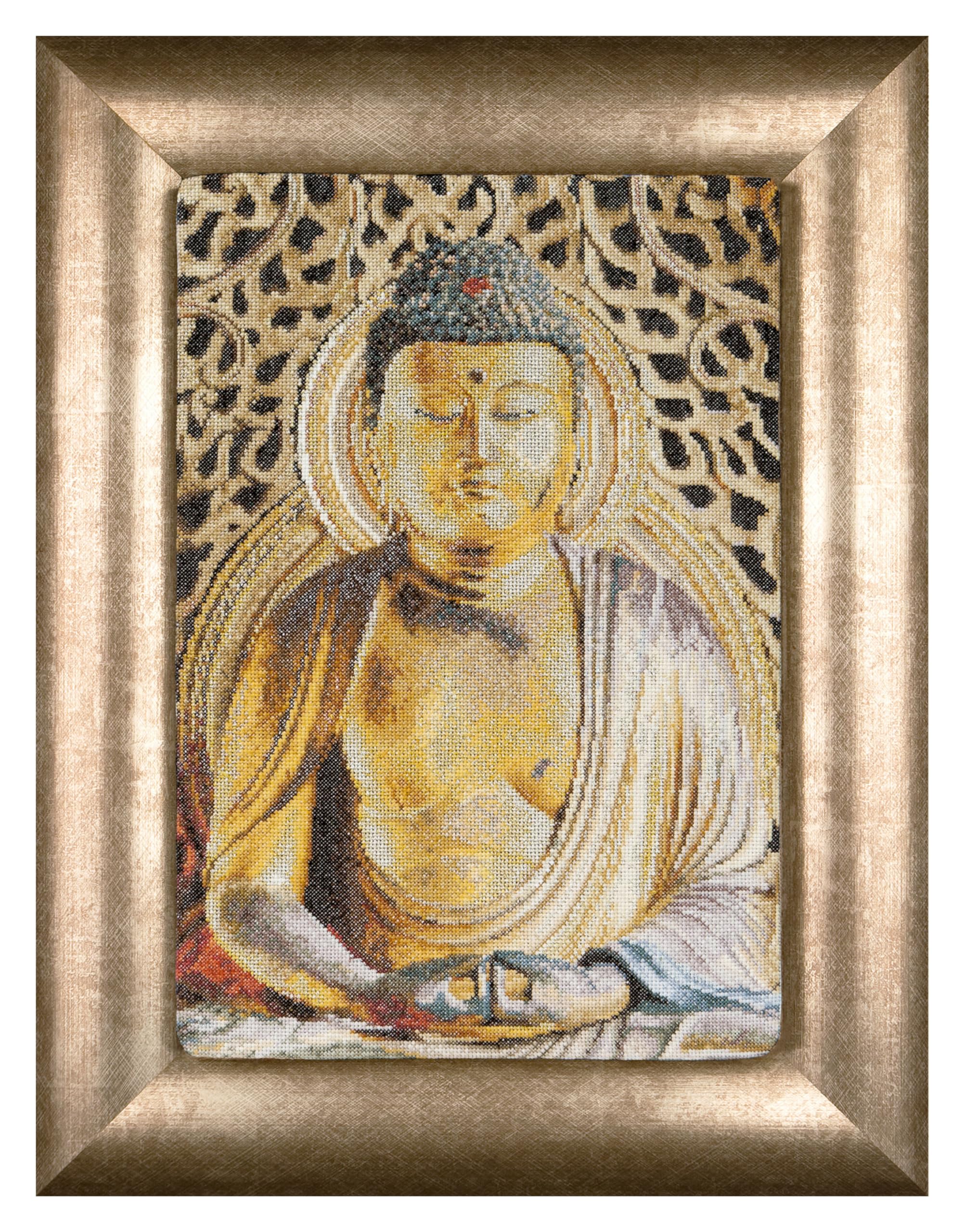 Thea Gouverneur - Counted Cross Stitch Kit - Buddha - Aida - 18 Count - Embroidery Kit for Adults - DMC Embroidery Threads and Other Cross Stitch Supplies Included - 532A