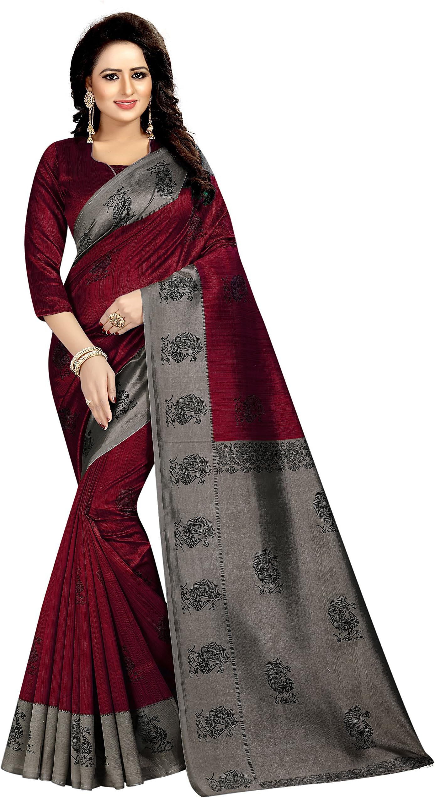 Women's Mysore Art Silk Saree With Blouse Piece