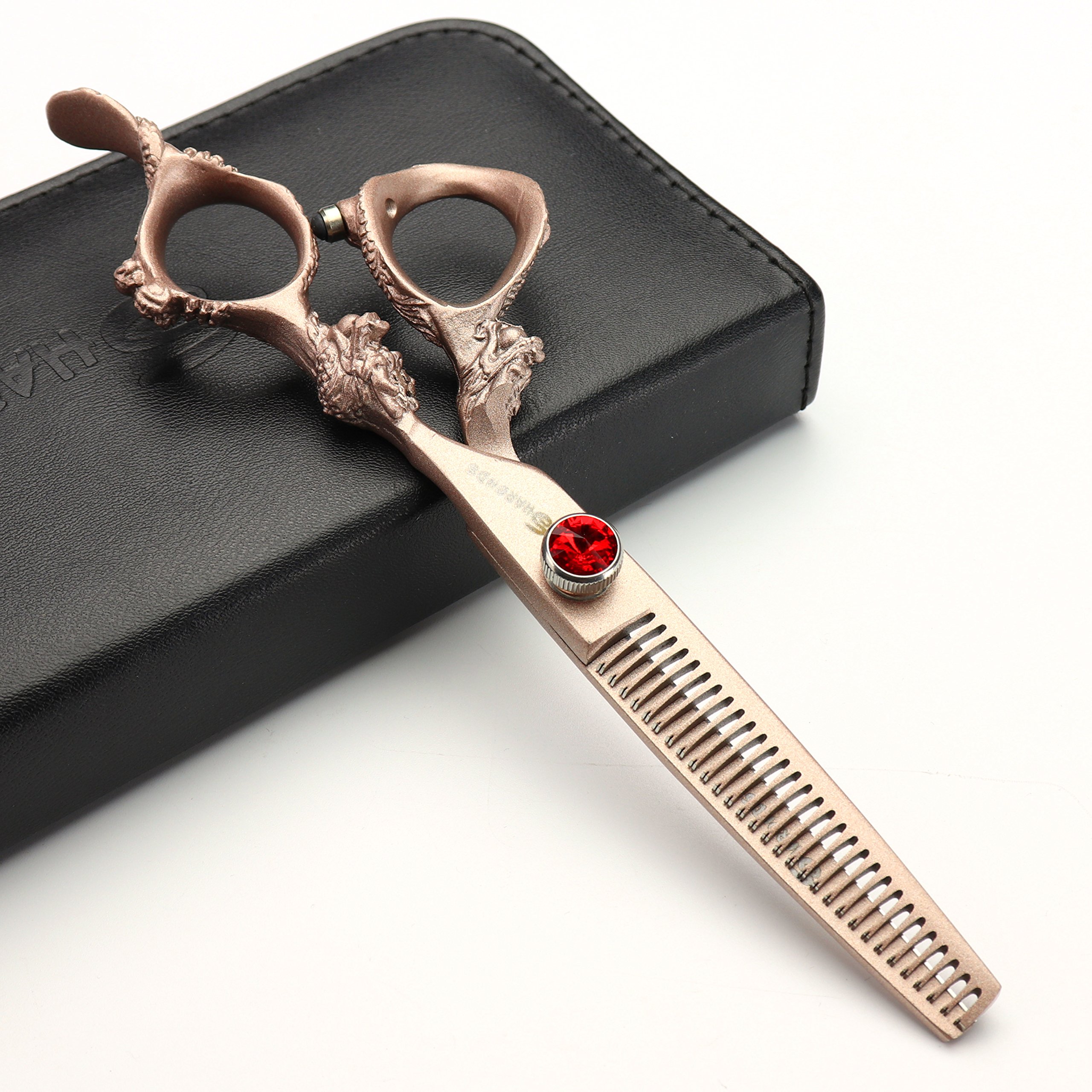 Rose Gold 440c high Hardness Japanese Hairdressing Scissors Salon Hairdressers Hair Cutting and thinning Hairdressing Professional Hair Cut (Thining Scissors) — image 1