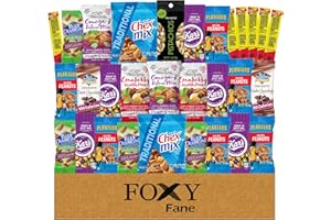Foxy Fane 30 count Care Package - Premium Holiday, Christmas & New Year Gift Snack Box with Variety of Nuts, Jerky & Snacks - Low Carb, Healthy, High in Protein Treats (Variety Pack of 30 Snacks)