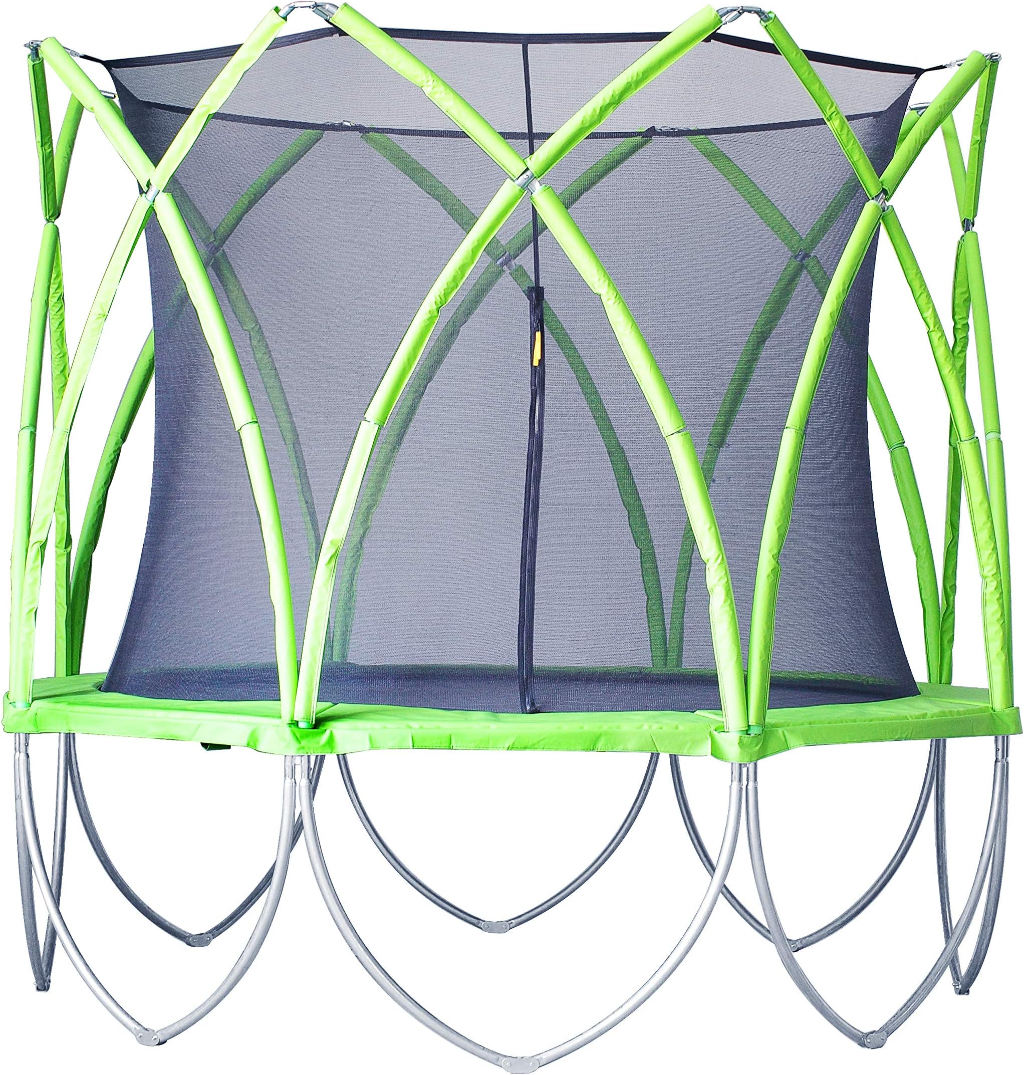 Parent-Child Twin Trampoline with Handrail and Safety Cover, Mini Kids Trampoline Stable Quiet Exercise Rebounder for Kids Adults Indoor Garden Workout Max 180lbs Blue