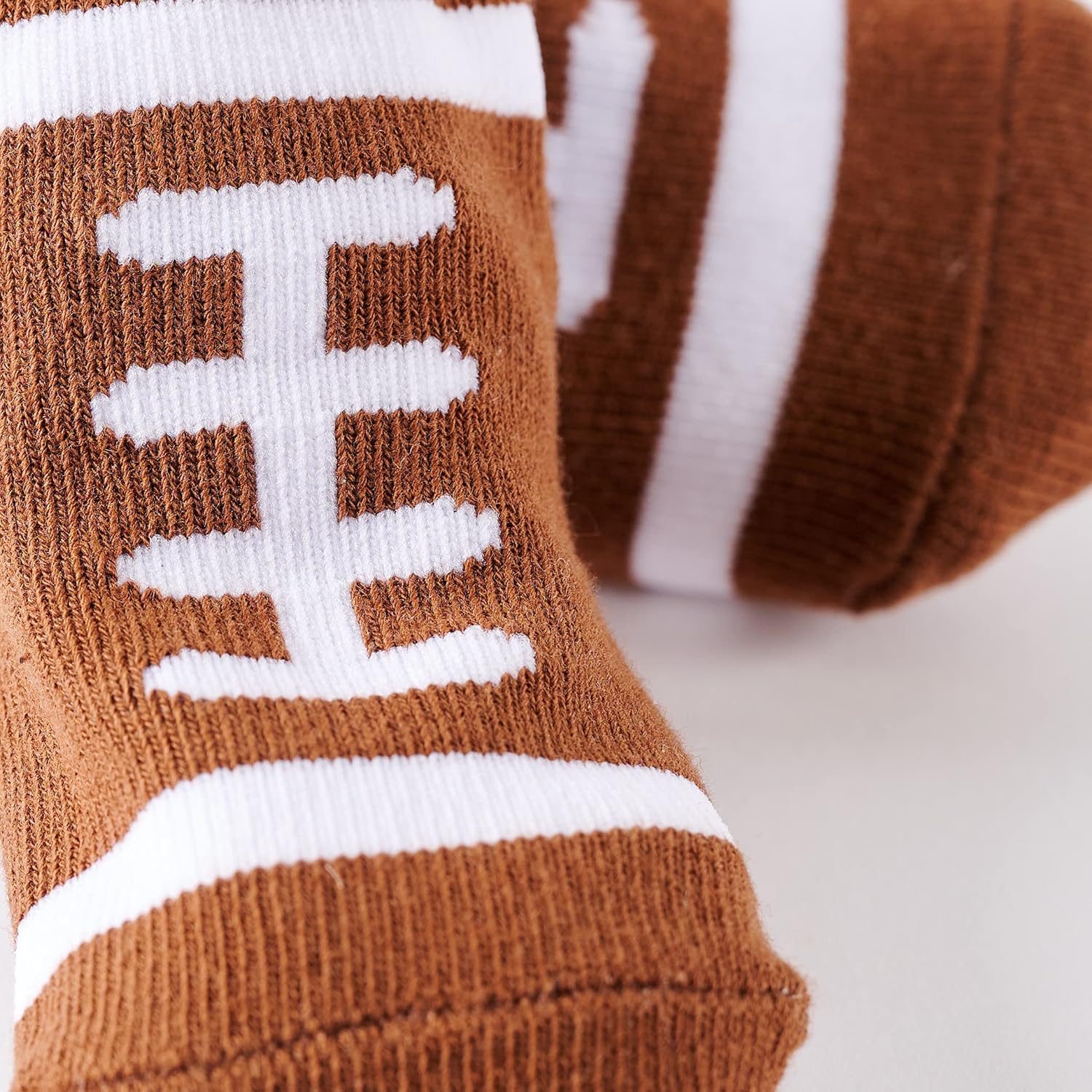 Mud Pie Newborn Baby-Boys Football Socks, Brown/White, 0-12 Months: Infant And Toddler Socks: Clothing