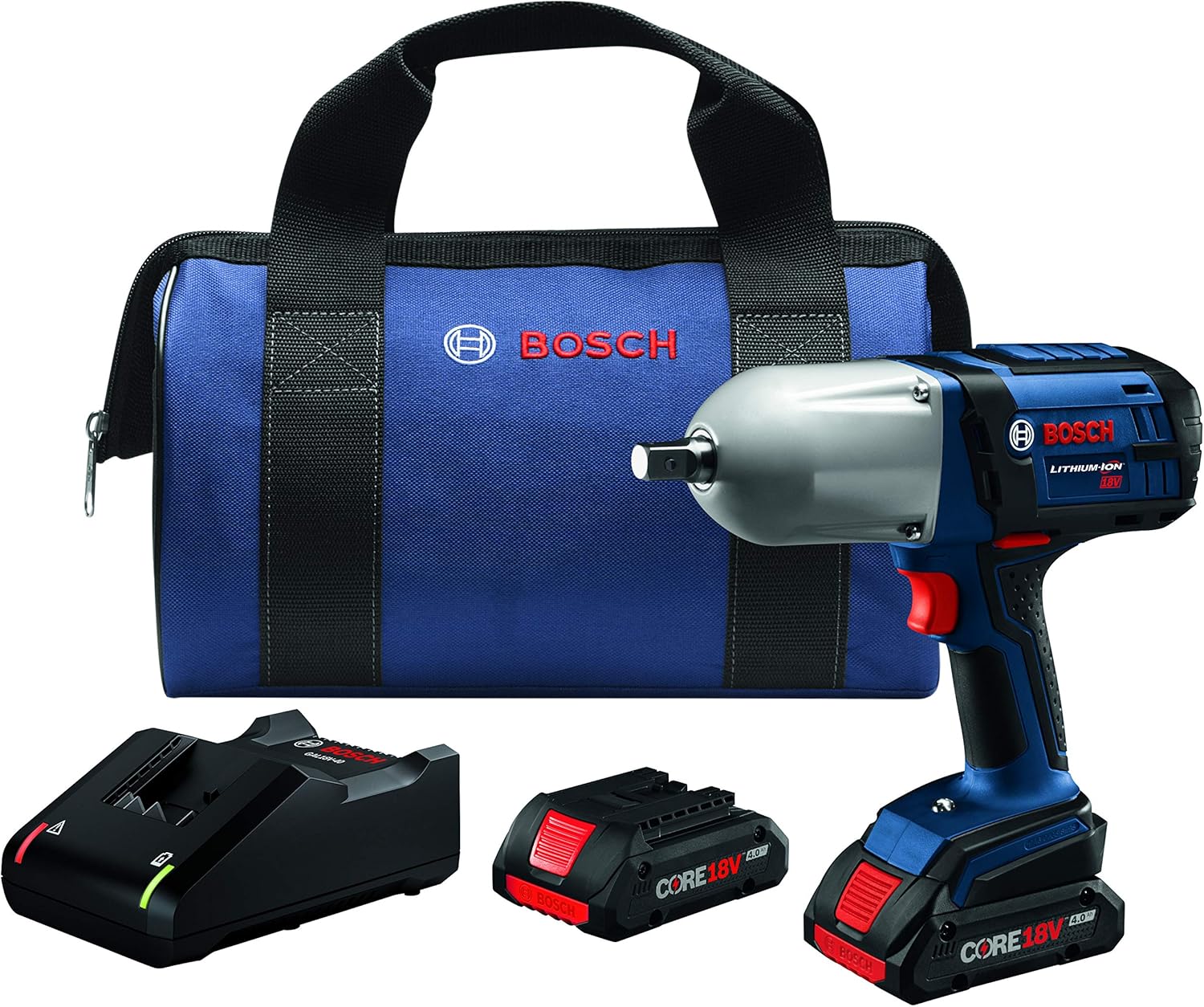 Bosch HTH181-B25 18V High Torque Impact Wrench w/Pin Detent w/ (2) 4.0 Ah CORE Compact Batteries