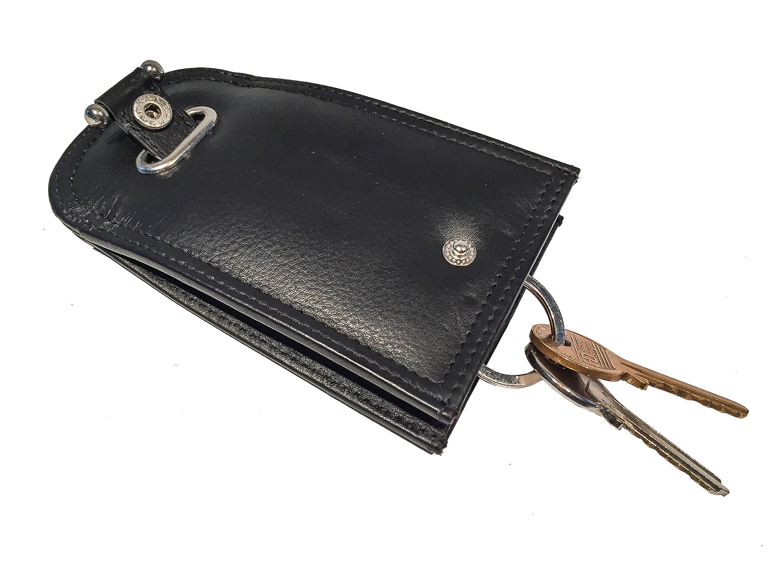 Springvale Real Bovine Leather Bell Key Case - Key Ring Holder case Cover (Black)