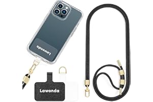 Lawonda Phone Lanyard Universal Crossbody Cell Phone Strap Anti-Theft Adjustable Nylon Neck Lanyard 2 pcs Phone Patchs Tether Pads for Women Men Black