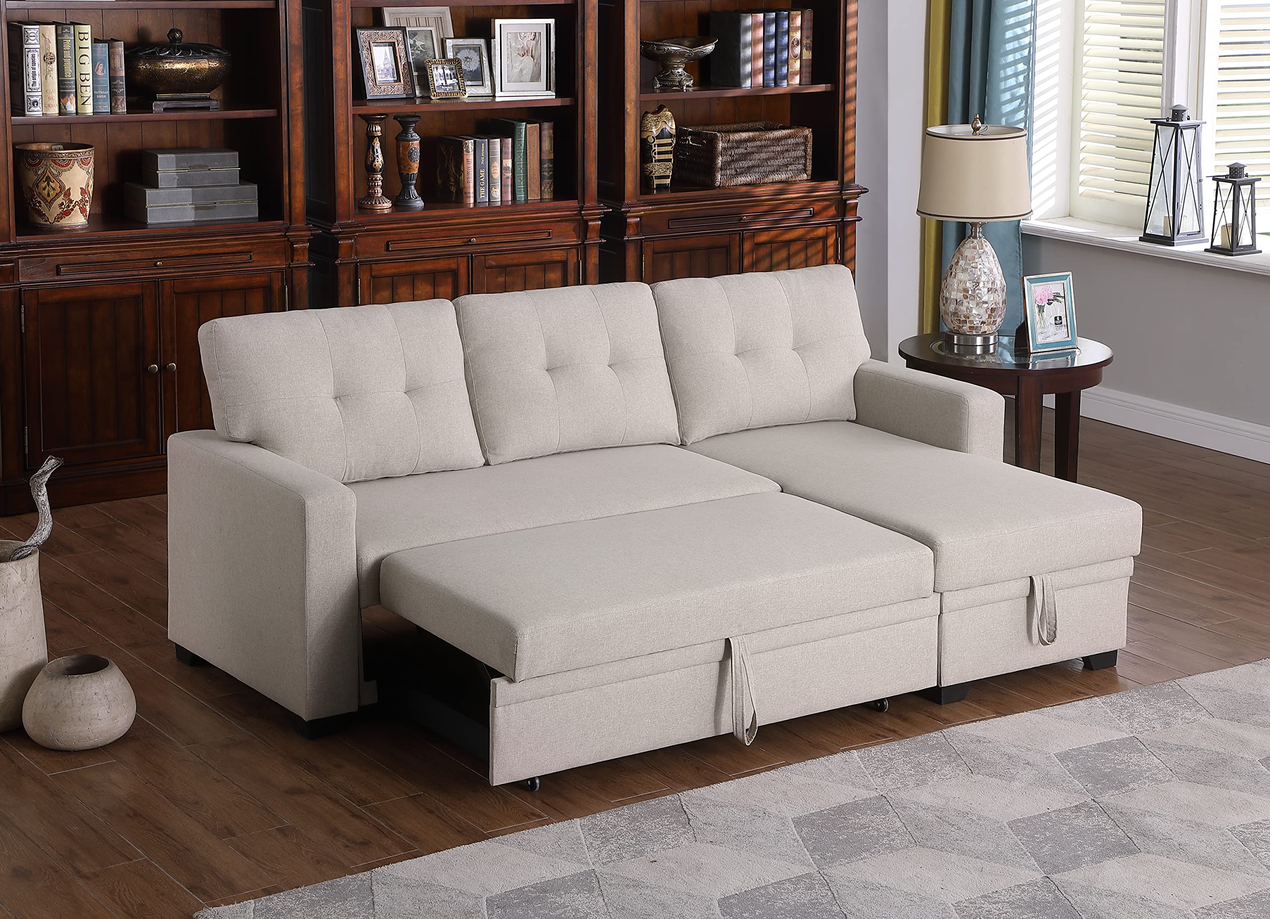 Photo 1 of ERYE L-Shaped Reversible Sleeper Sectional Sofa Modren Corner Convertible Sofabed with Pull Out Sleep Couch Bed & Storage Chaise for Home Apartment Office Living Room