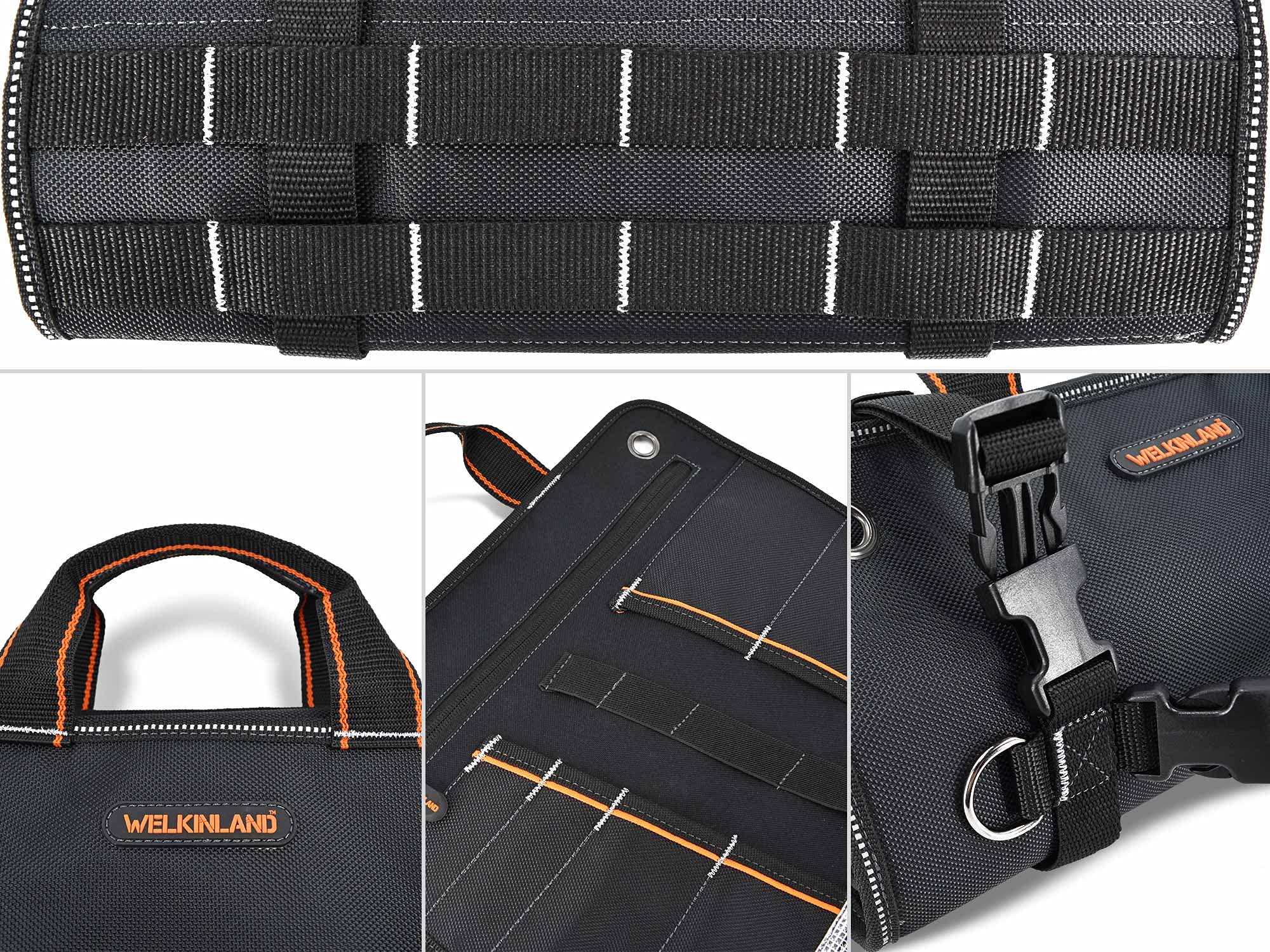 WELKINLAND Men's Tool Roll Organizer, Roll-Up Bag for Mechanics, Electricians & Motorcyclists
