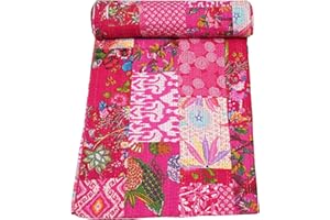 Marubhumi Indian Traditional Pure Cotton Patchwork Quilt, Paisley Print Kantha Quilt Multi Color (Multicolor-28, Queen (90"x 108"))