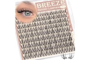 Breeze Spider Lash Clusters Natural Eyelash Clusters D Curl 10-16mm Wispy Cluster Eyelashes Extensions with Invisible Band In
