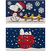 Gertmenian Peanuts Snoopy Coir Doormat - 2x3 Welcome Mat (2-Pack), Ideal for High Traffic Areas in Front Door, Garage, Entryw