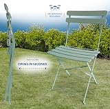 SUNMER 3 Piece Patio Bistro Set - Foldable Table & Chairs, Mint Green view 4