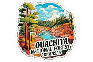 NO THORNS MEDIA Ouachita National Forest Arkansas Sticker Travel Weatherproof Souvenir Decal Vinyl Small Waterproof for Water Bottle Mug Passport Notebook Laptop Computer Phone Car Stickers 4" ID44990
