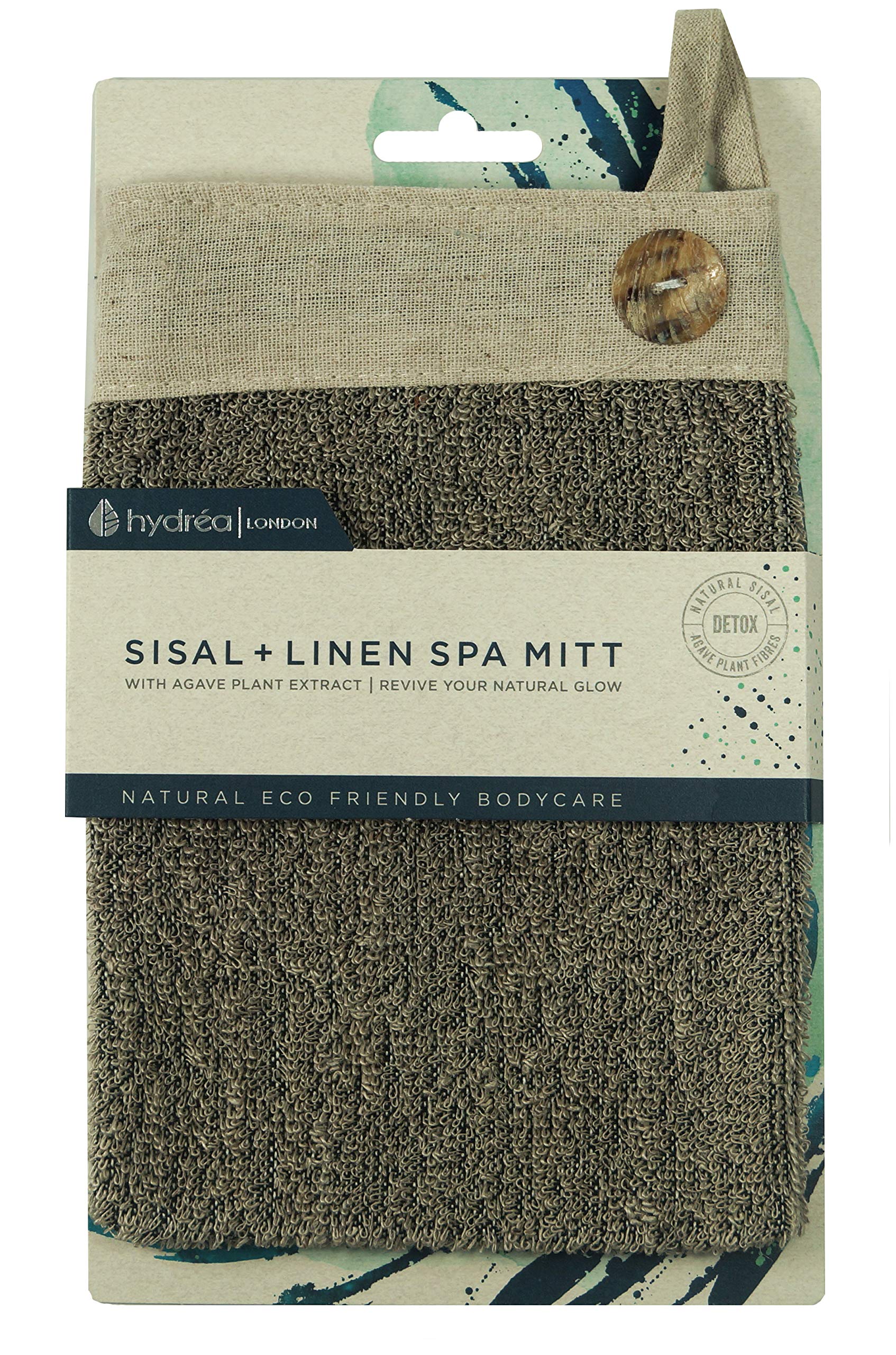 Hydréa London Linen Sisal and Unbleached Linen Exfoliating Bath/Shower Mitt Gently Exfoliate and Scrub away Dead Skin Cells to reveal beautifully smooth, radiant skin.
