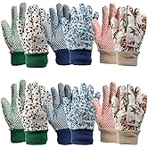 Yopay 6 Pairs Gardening Gloves for Women, Soft Jersey Garden Glove, Rubbuer Dots Cotton Working Gloves for Men, Planting, Seeding, Fishing, Restoration Work, 3 Colors