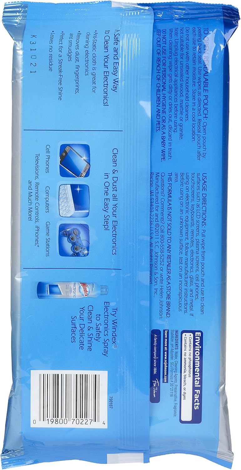 Windex Electronics Screen Wipes for Computers, Phones, Televisions and More, 25 count - Pack of 3 (75 Total Wipes): Health & Personal Care