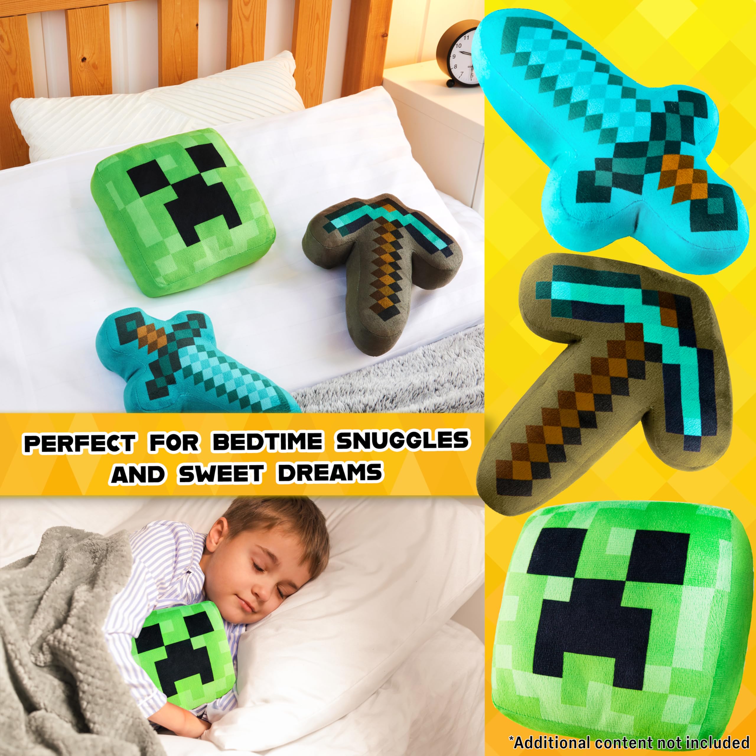 Minecraft Toys Plush Figure 3D Set Pack of 3 Toddler Pillow Cushion for Kids Teens Cuddle Buddy Home Decor Bedroom Accessories Stuffed Collectibles Soft Stuffed Animals Gifts for Gamers