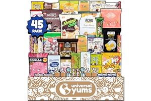 Universal Yums International Snack Box | Variety Pack Of Chips, Candy, Chocolates, And Snacks From Around The World | Foreign Snacks For Office, Family, Gifts, And Parties | (45 Exotic Snacks)
