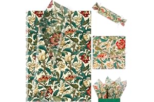 GENERIC 100 Sheet William Morris Tissue Paper, 20x14 inch Vintage Blue Green Floral Printed Wrapping Paper Seamless Print Botanical Flower Tissue Paper for Birthday Wedding Bridal Shower Tea Party DIY Craft