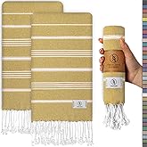 Ossano Decorative Turkish Hand Towels - Thin & Vintage - Set of 2 (30" x 18") - for Bathroom & Powder Room - Multifunctional as - Bath Hand Towels for BathroomDish Towel, Kitchen Cloths - Mustard