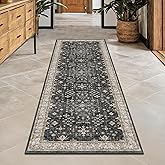 Black Boho Washable 2x6 Runner Rugs for Hallway Kitchen Bedroom Beside Laundry Room Bathroom Rug, Pet & Kids Friendly, Non Slip Low Pile Stain Resistant Soft Foldable Long 24 x 72 Floor Carpet
