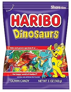 Haribo Gummi Candy, Dinosaurs, 5 oz. Bag (Pack of 12)