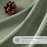Linen Look Shower Curtain 182x198cm with Metal Hooks Green view 2