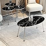 SUNRISE HOME DECOR 4 Piece Living Room Table Set, 1 Coffee Table and 3 Nesting Tables, NO-Tools Assembly (Black Marble/Gray, 