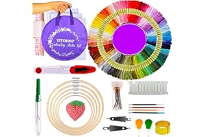 YITOHOP Cross Stitch Kits, Embroidery kit Including 5 PCS Embroidery Bamboo Hoops,100 Color Embroidery Floss Threads, 3 PCS Aida Cloth and 100pcs More Cross Stitch Tools Friendship Bracelet String Kit