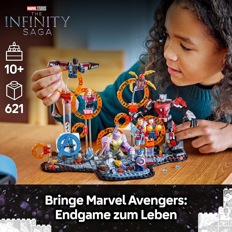 ǀ Marvel Avengers: Endgame Letzter Showdown - Bauspielzeug mit 10 Minifiguren, darunter Captain America, Iron Man, Black Panther & Dr. Strange - Kreatives Geschenk für Jungen und Mädchen 76323 — Foto 2 von 8