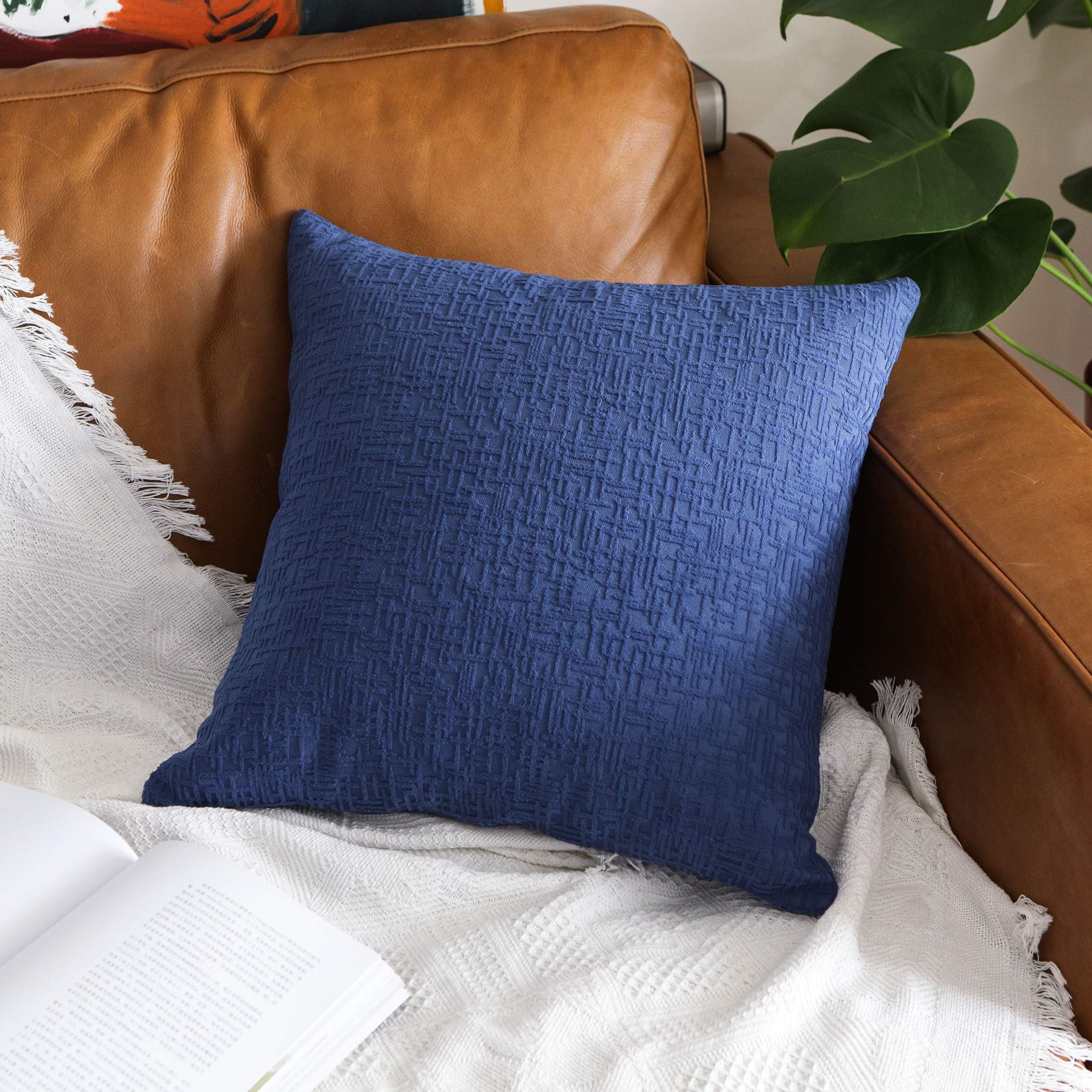 Kevin Textile Decorative Plush Velvet Throw Euro Pillow Sham Cushion Cover, 1 Piece, 24x24 inches (61cm), Navy Blue