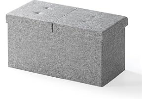 Otto & Ben 30" Storage Ottoman with SMART LIFT Top, Upholstered Tufted Bench, Foot Rest, Light Grey