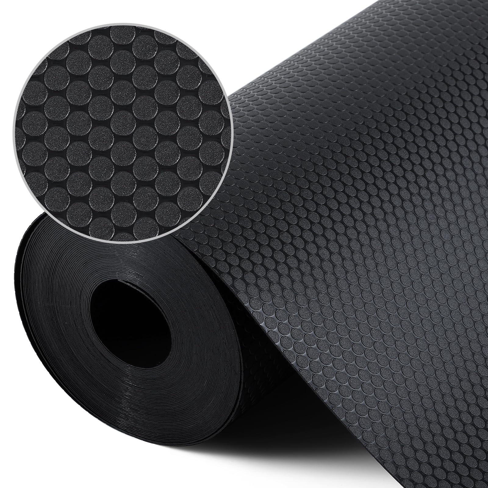 Photo 1 of Shelf Liners for Kitchen Cabinets Non Adhesive Drawer Liner for Bathroom Waterproof Refrigerator Liners for Shelves Fridge Plastic Mats Cabinet Cupboard Liner Black 11.8 x 118 Inches