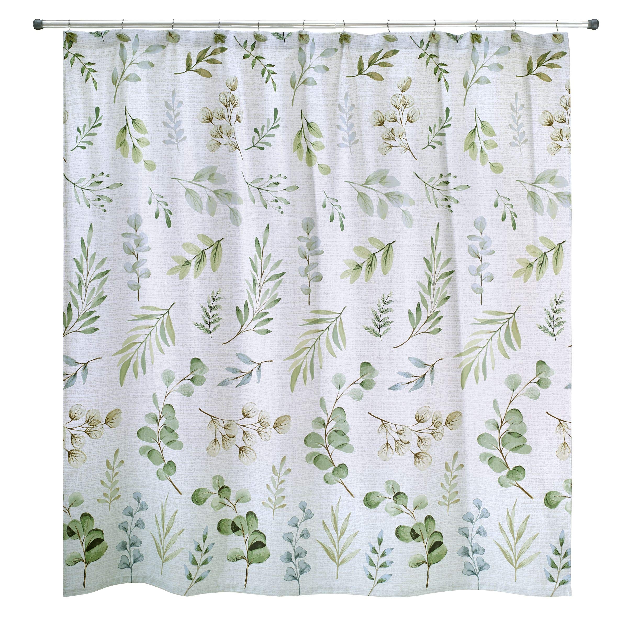 Avanti Linens – Fabric Shower Curtain, Botanical Inspired Bathroom Decor (Ombre Leaves Collection, 72″)
