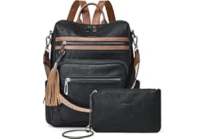 Shrrie Backpack Purse for Women Leather Backpack Fashion Designer Travel Backpack Convertible Shoulder Bag with Wristlet