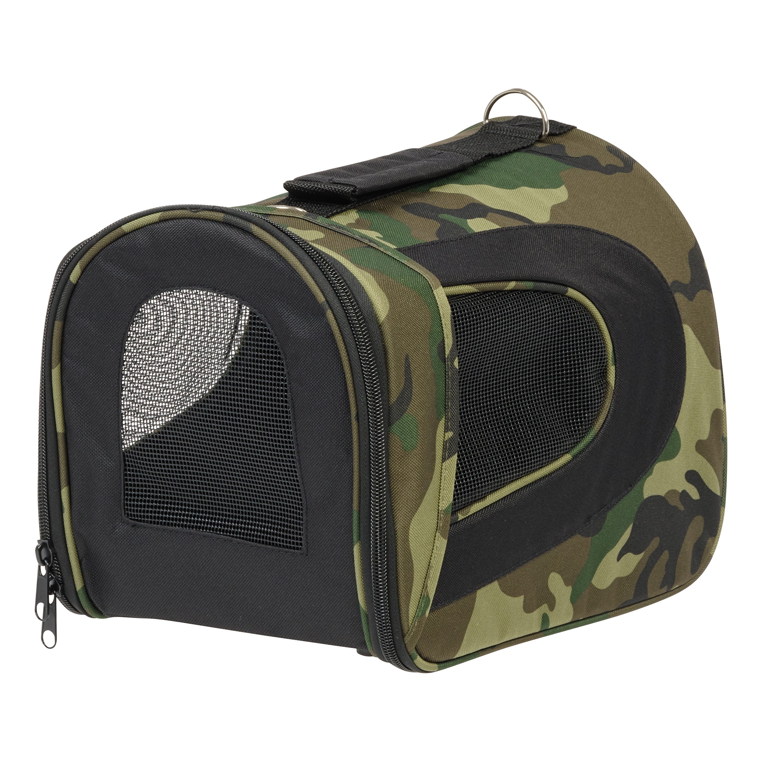 IRIS USA Small Soft Sided Pet Carrier with Shoulder Strap, Sturdy Collapsible Water Resistant Pet Carrier with Padded Bottom and Top Handle for Travel, Camo