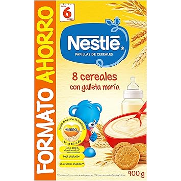 NESTLÉ Papilla 8 cereales con Galleta María - Alimento para Bebés