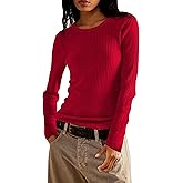 Jar of Love Long Sleeve Shirts for Women Waffle Knit Tops Crew Neck Thermal Shirts Fall Outfits Fahsion Clothes