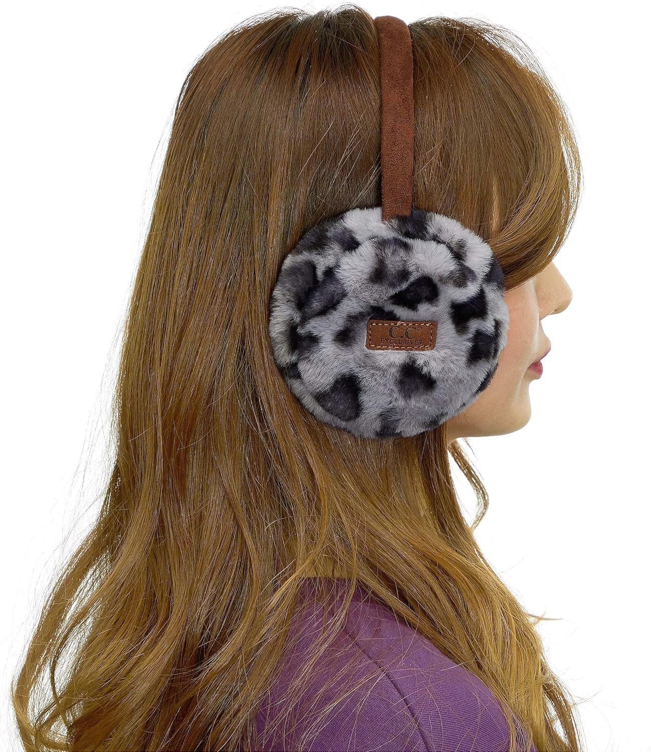 C.C Exclusives Leopard Earmuff with Faux Fur(EM-2364) (Grey-Leopard) at  Women’s Clothing store