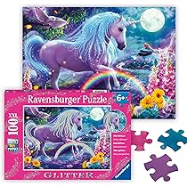 Ravensburger 12907 Unicorn Kingdom 100 Piece Glitter Jigsaw Puzzle
