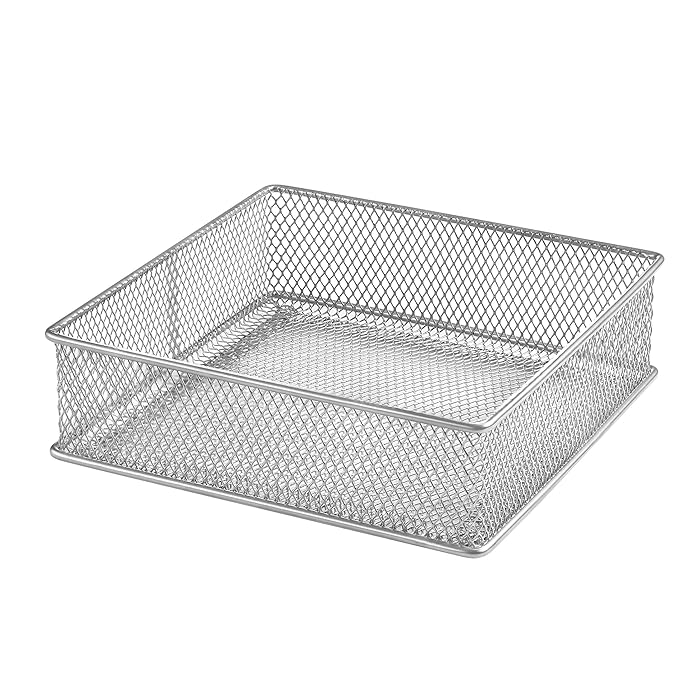 YBM HOME Silver Mesh Drawer Cabinet and or Shelf Organizer Bins, School Supply Holder Office Desktop Organizer Basket 1595s (1, 6x6x2 Inch)