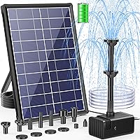 POPOSOAP Solar Fountain Pump with 3000mAh Battery Backup, 8W Solar Powered Bird Bath Fountain with Dry-Run Protection & Doubl