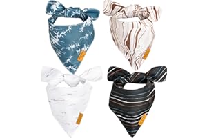 Remy+Roo Large Summer Dog Bandanas - 4 Pack Powell Set | Premium Durable Adjustable Polyester Fabric | Patented Shape Boy Dog Bandanas | Pack of Bandanas for Dogs