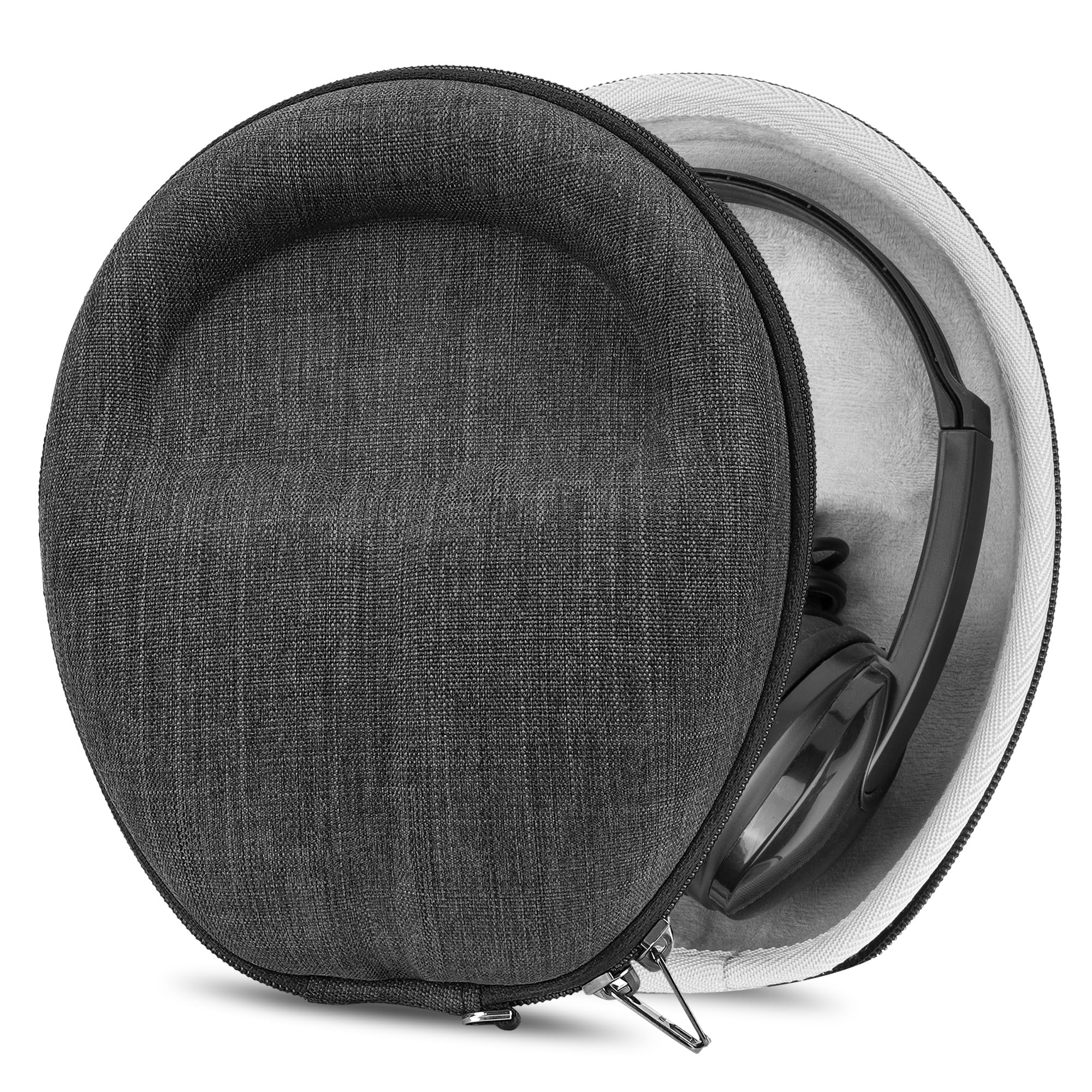 Geekria Shield Headphones Case for On-Ear Replacement Hard Shell Travel Carrying Bag with Cable Storage, Compatible with Plantronics Voyager 4320, Jabra Evolve 65 MS Headphones (Dark Grey)