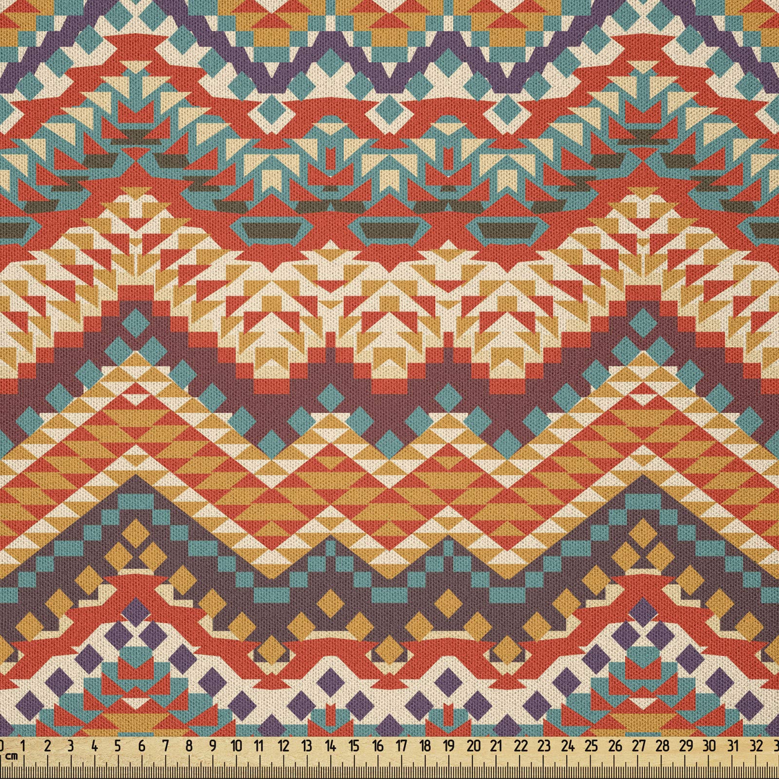ABAKUHAUS Colorful Fabric by the Yard, Colorful Chevron Zig Zag Lines Historical Mayan Pattern Ethnicity Theme, Microfiber Fabric for Arts and Crafts Textiles Decor, 3M (230x300cm), Multicolor