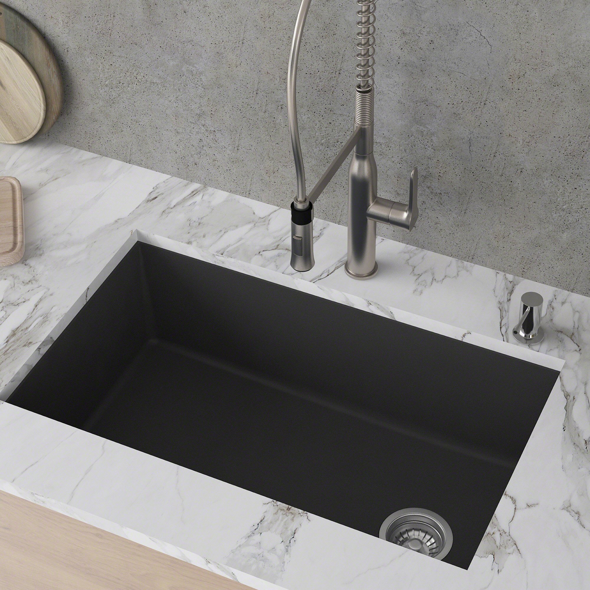 Kraus KGU-55BLACK Forteza Granite Kithen Sink, 32 Inch, Black