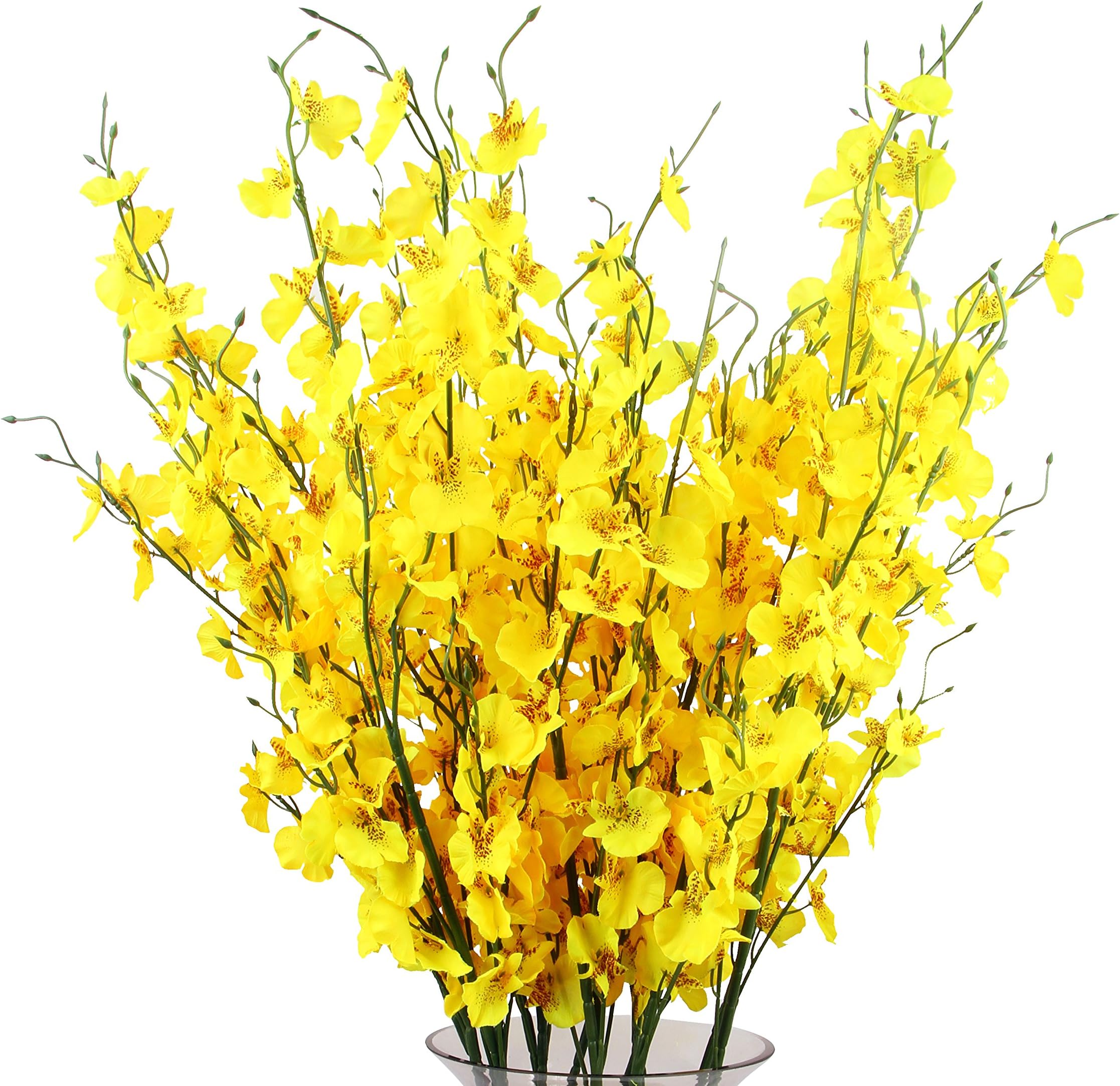 TYEERS Artificial Orchids Flowers, 10 Pcs Silk Fake Orchids Flowers in Bulk Orquideas Flowers Artificial for Indoor Outdoor Wedding Home Office Decoration Festive Furnishing Yellow